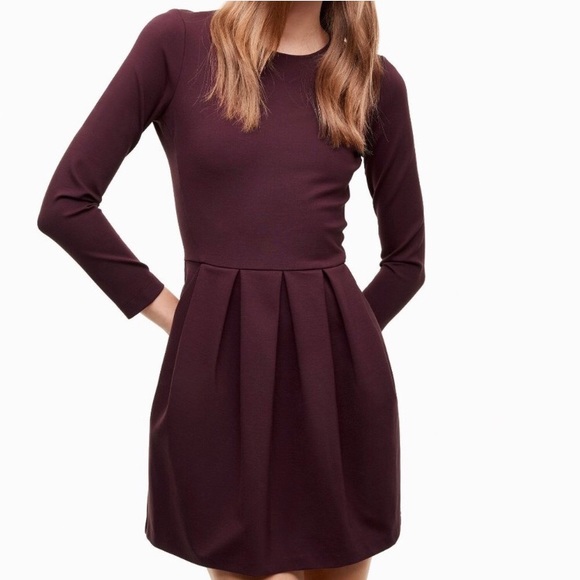 Aritzia (Talula) Long Sleeve Wine Dress - Size 4 - Picture 2 of 9